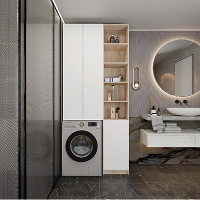 Шкаф-пенал с нишей, стеллажом, с корзиной для белья Эос Плюс Дуб сонома/белый